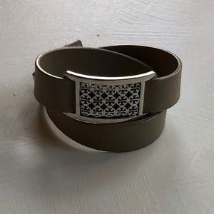 Tory Burch Gray Leather Double Wrap Bracelet